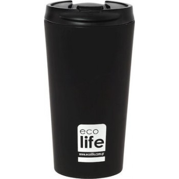 Ecolife Coffee Cup Ποτήρι Θερμός σε Μαύρο χρώμα 0.37lt  