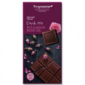 Benjamissimo Mαύρη σοκολάτα 70% με Έλαιο Τριαντάφυλλου 70gr